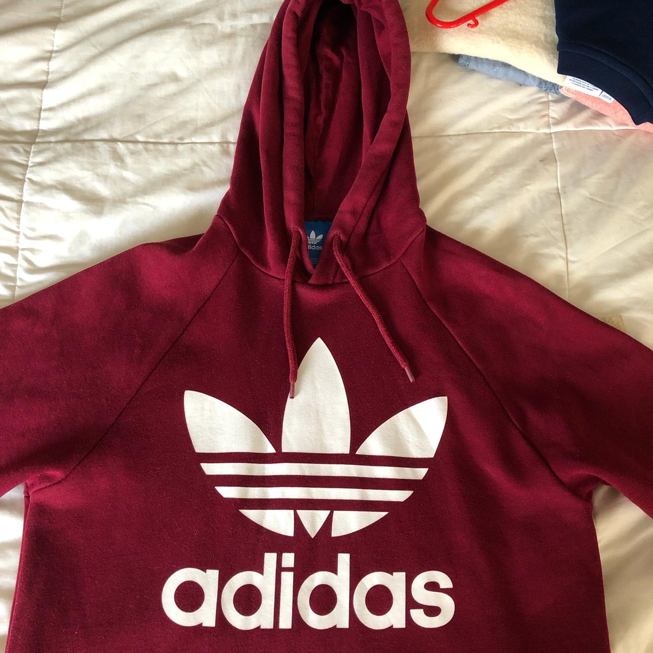 Adidas dark red hoodie hotsell