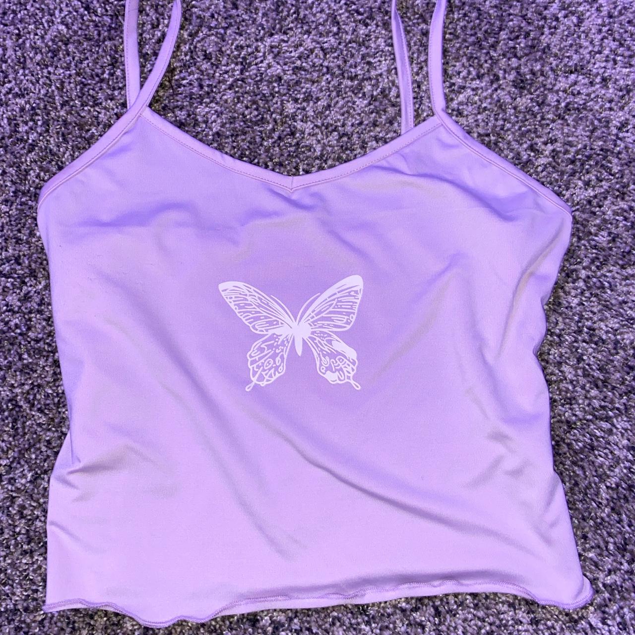 Dolls Kill Women's Purple and White Vest Depop