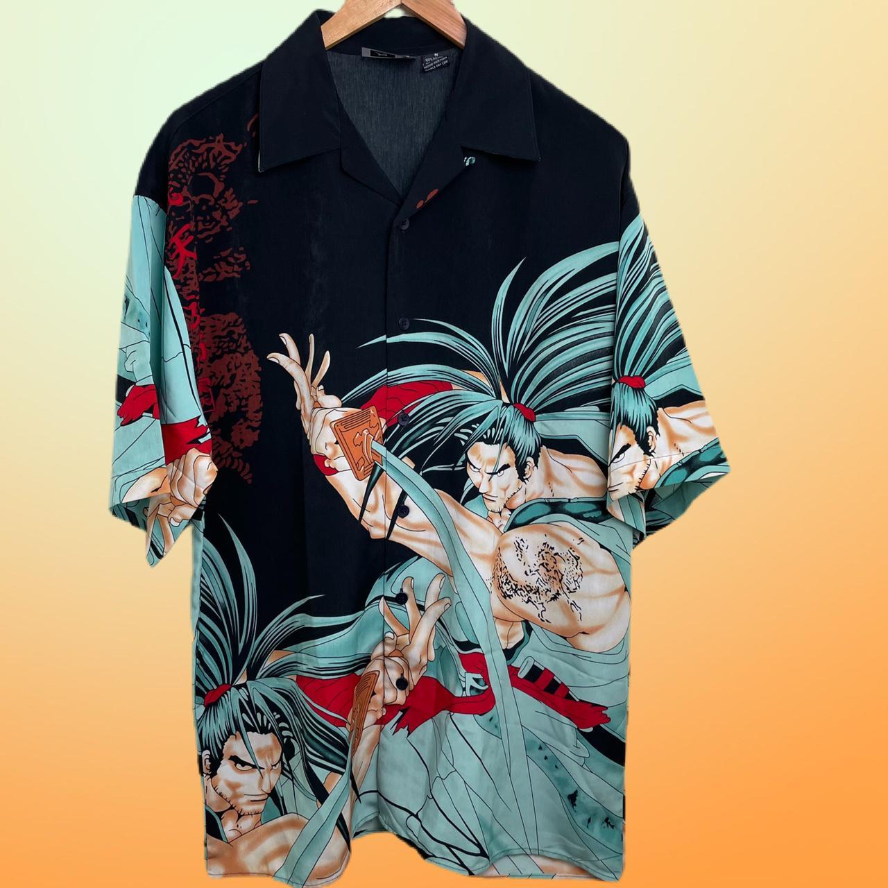 Anime Long Sleeve Blue Button Up Shirt All Over Print Japanese Warrior -  Size XL | eBay | Blue button up shirt, Casual button down shirts, Anime  shirt