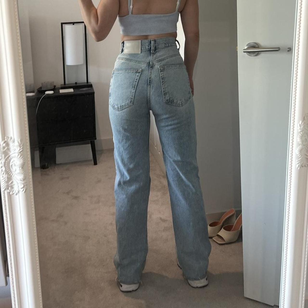 Light blue ripped 90’s relaxed jeans with high... - Depop