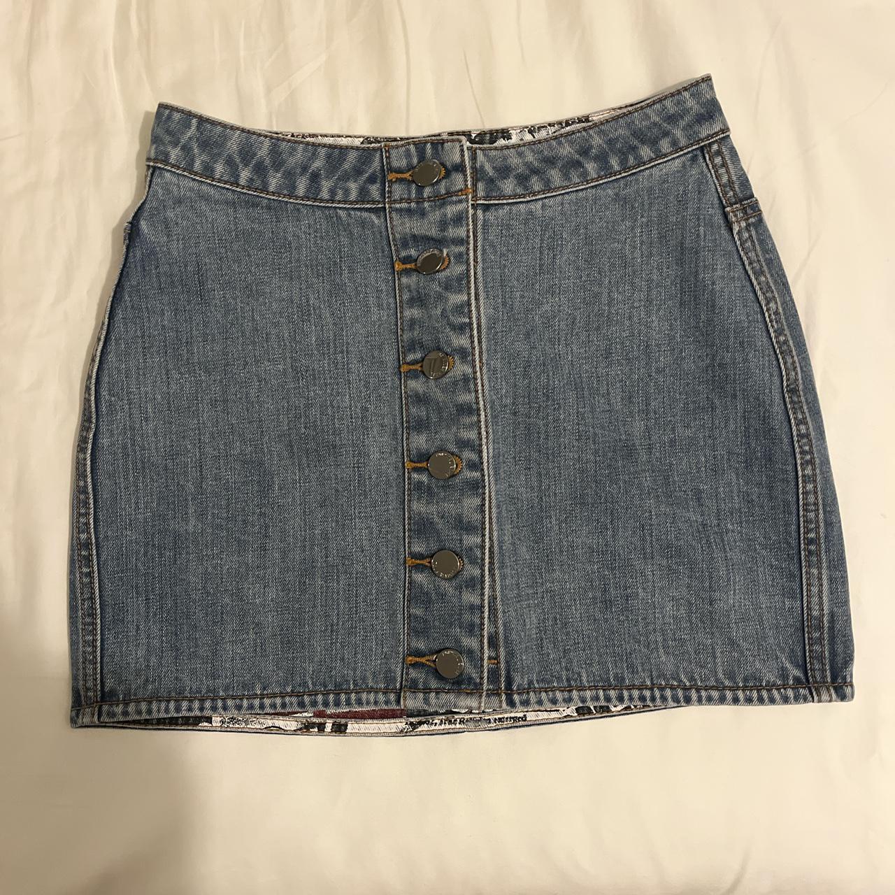 True religion reversible denim mini skirt Newspaper... Depop