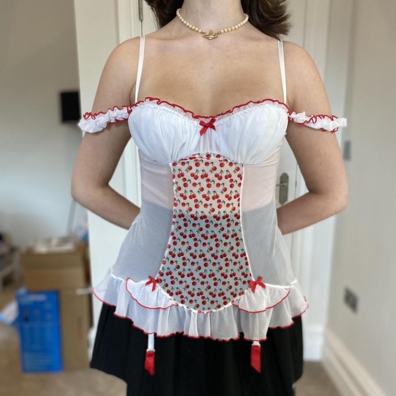 Y2K Ann Summers milkmaid cherry corset