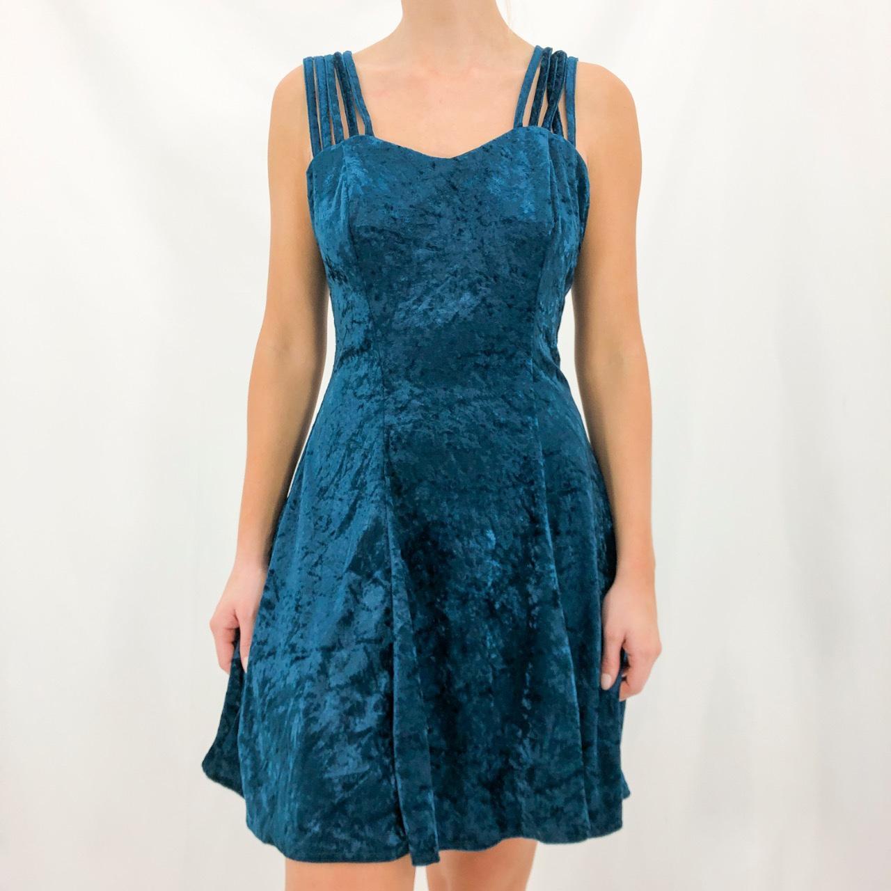 teal crushed velvet dress