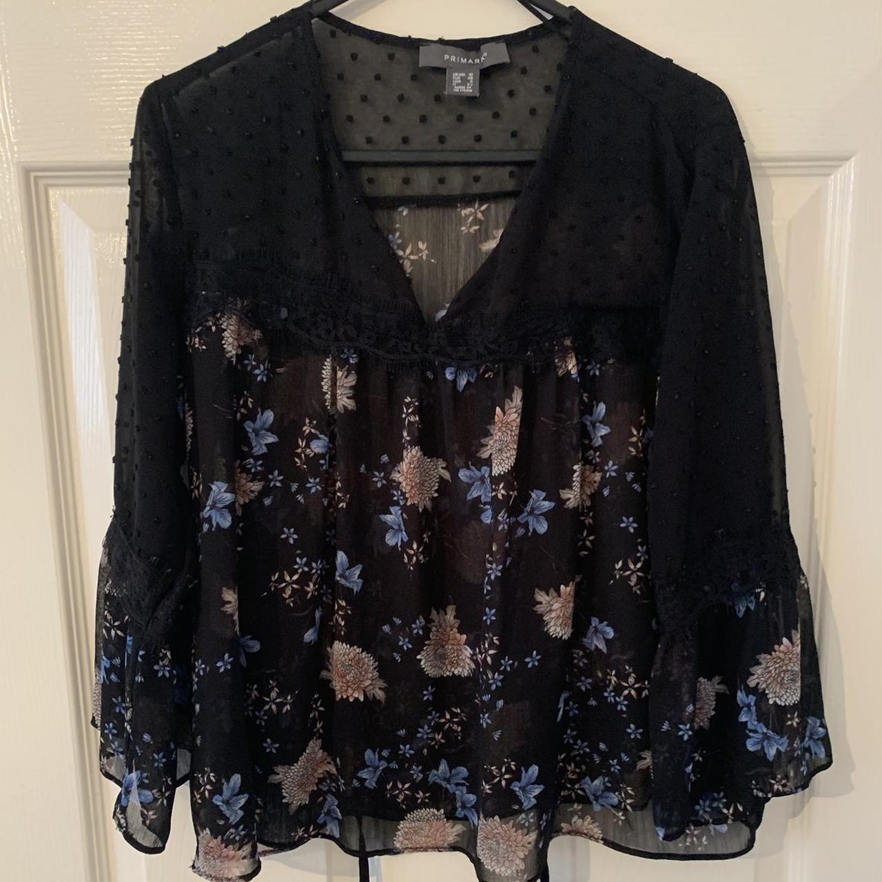 Primark Women's Black and Blue Blouse | Depop