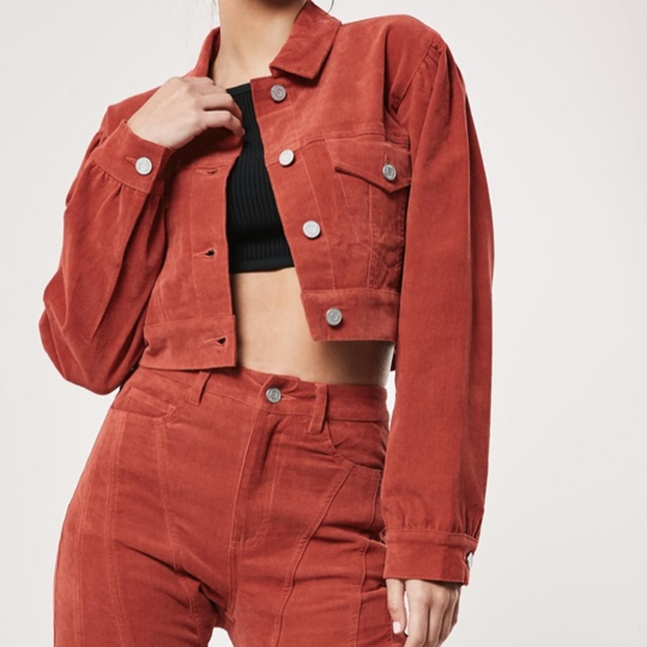 Missguided cord trucker deals jacket in burgundy