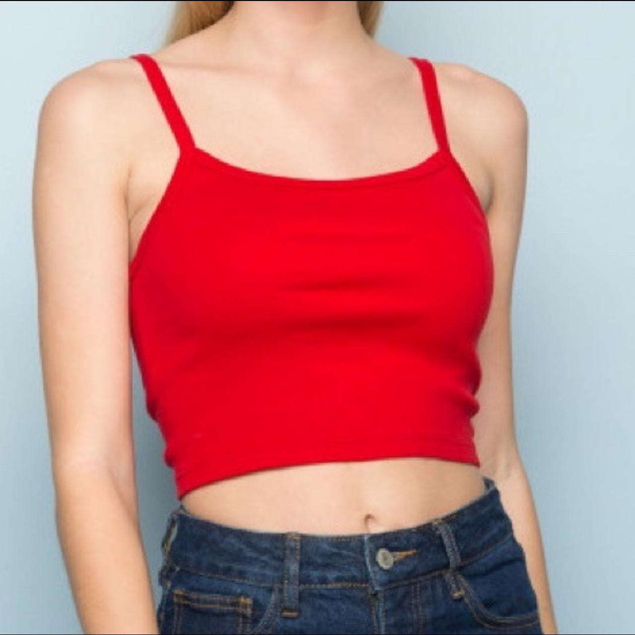 Red Brandy Melville cropped tank top - one size - Depop