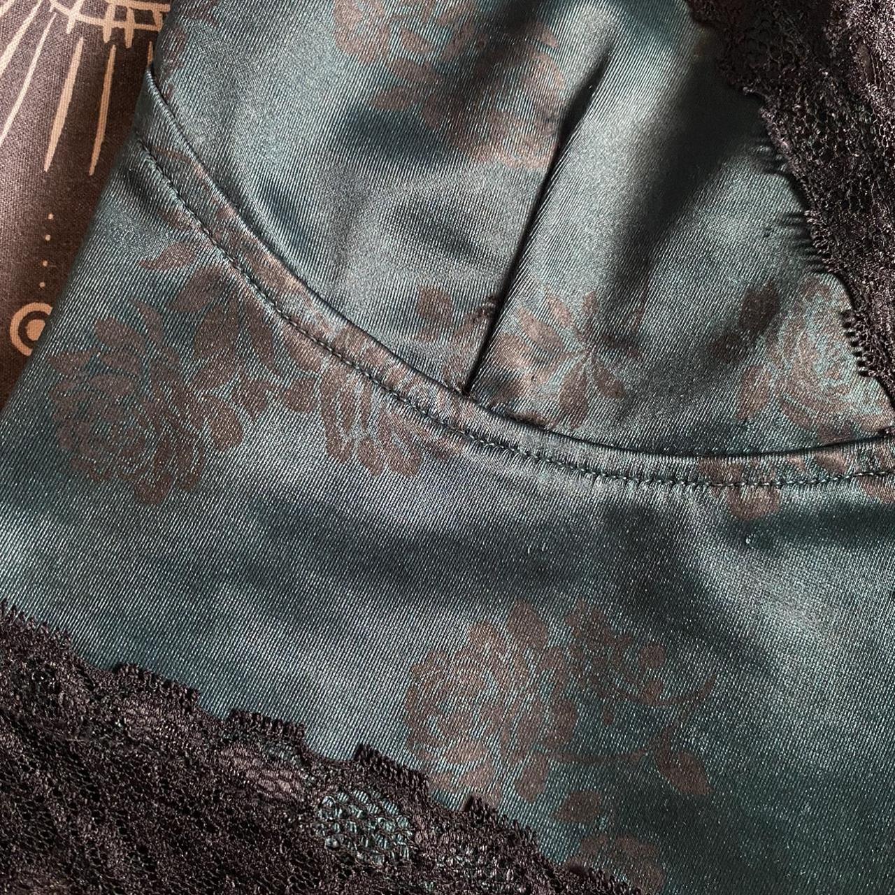 motel rocks crop top satin and lace turquoise in... - Depop