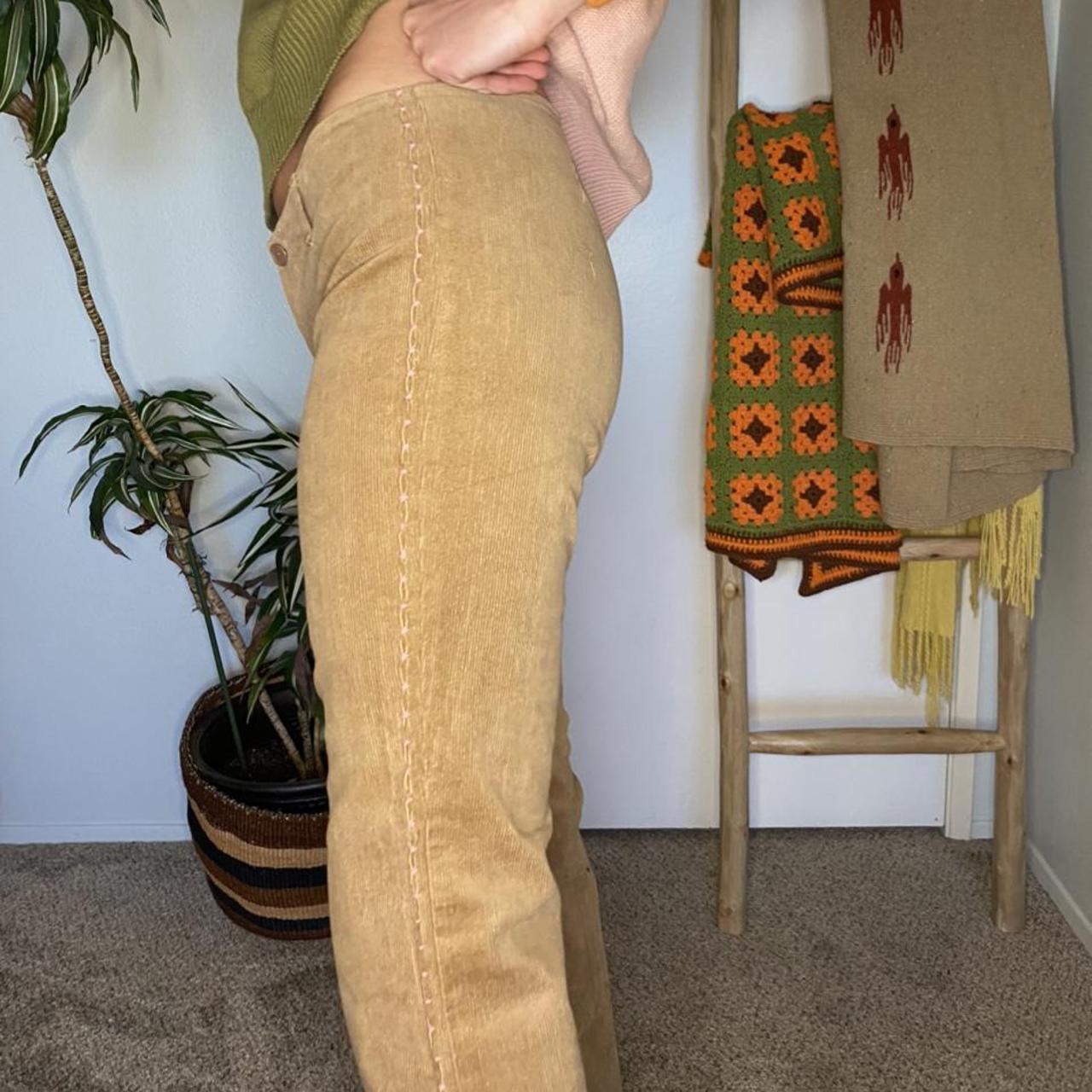 Vintage Y2k Super Low Rise Tan Corduroy Flare Pants Depop 7118