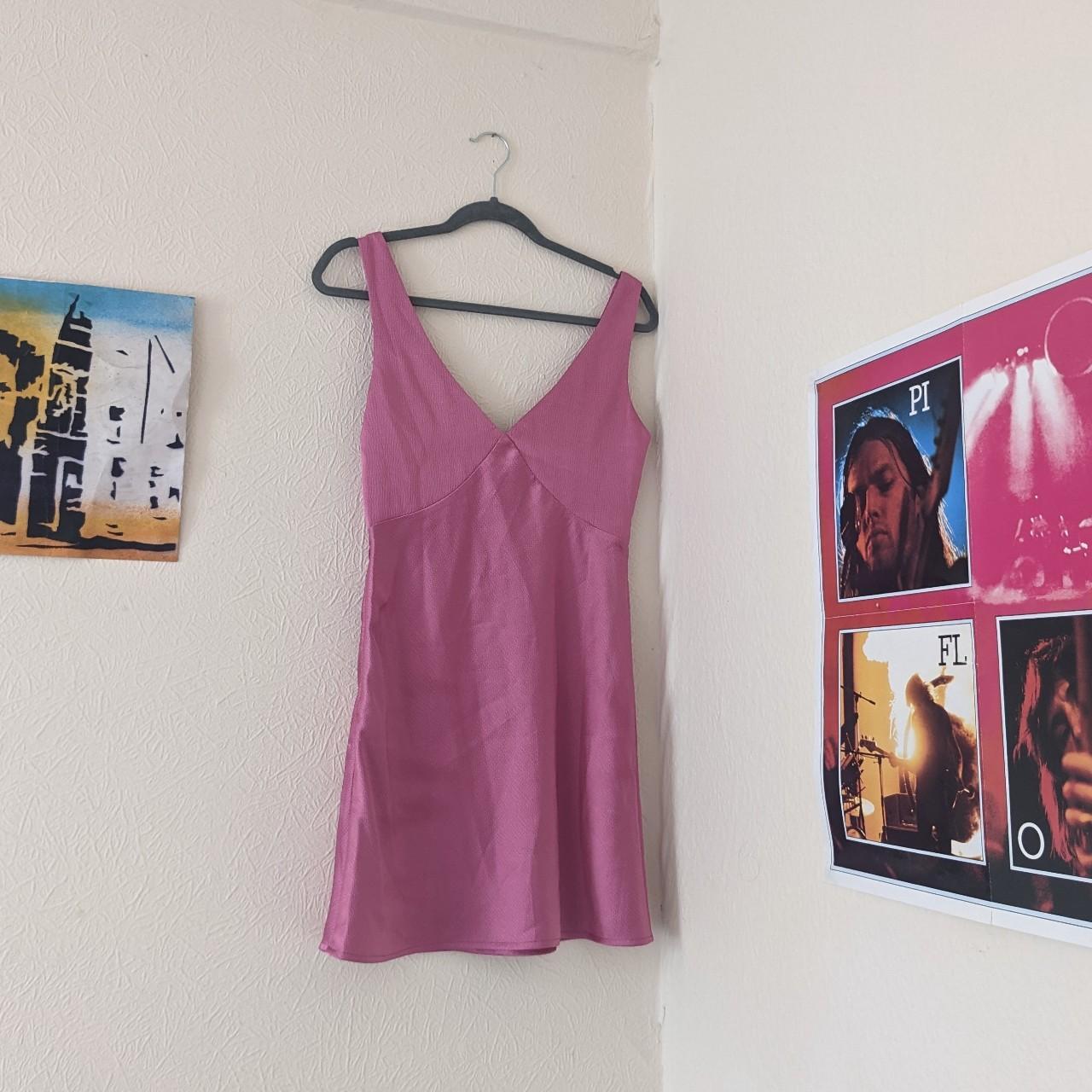 Nasty Gal pink mini slip dress. Satin like... Depop