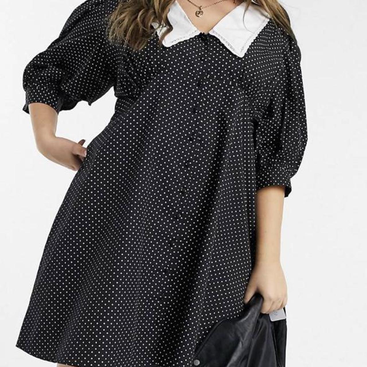 Influence Plus Collared Cotton Poplin Polka Dot Mini... - Depop