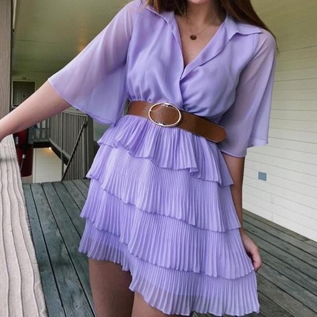 zara lilac dress with belt