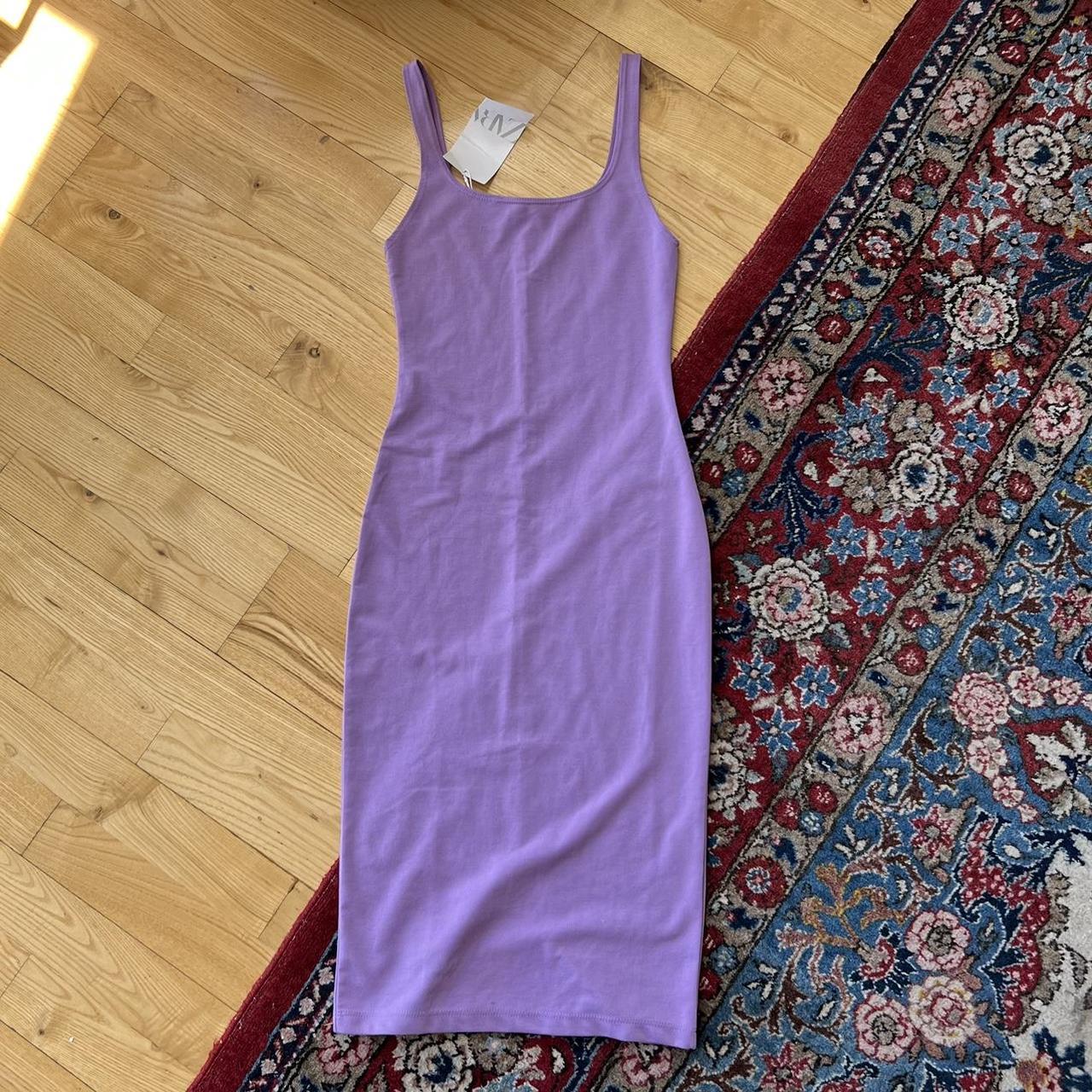 NWT Zara Purple Bodycon Strap Dress- have it in a... - Depop