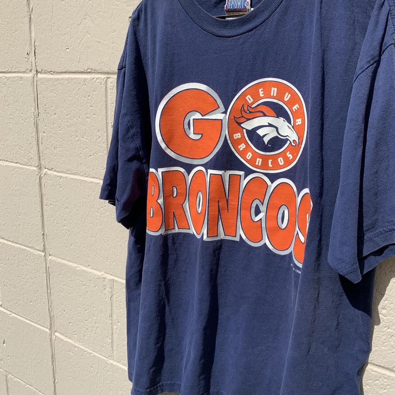 Vintage 1998 Denver Broncos denim button down shirt - Depop