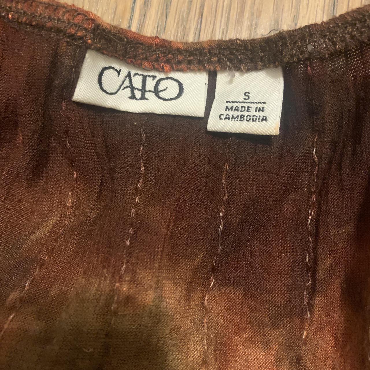 y2k brown and orange cato top size s $4.75... - Depop