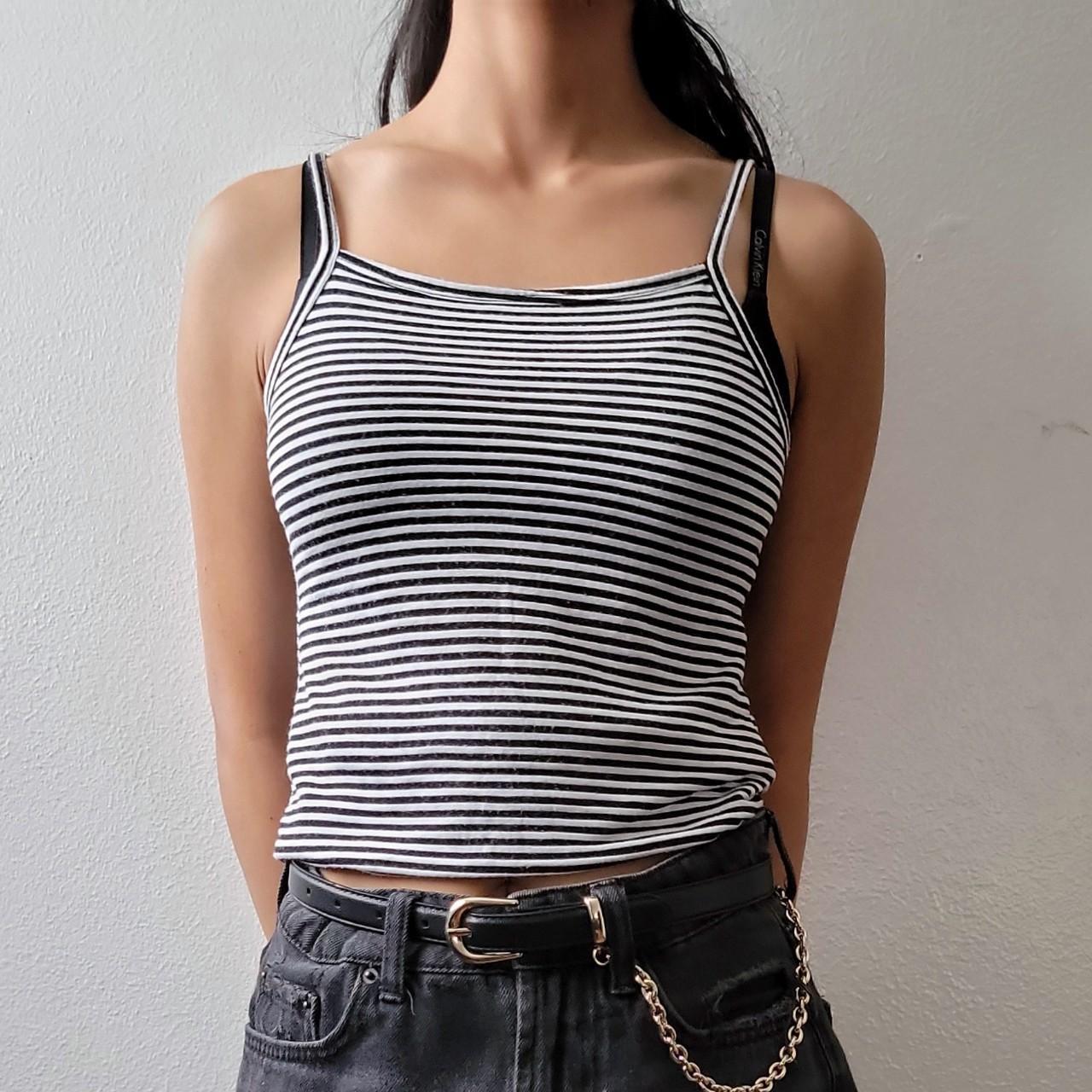 Black and white striped tank top Great for layering... Depop