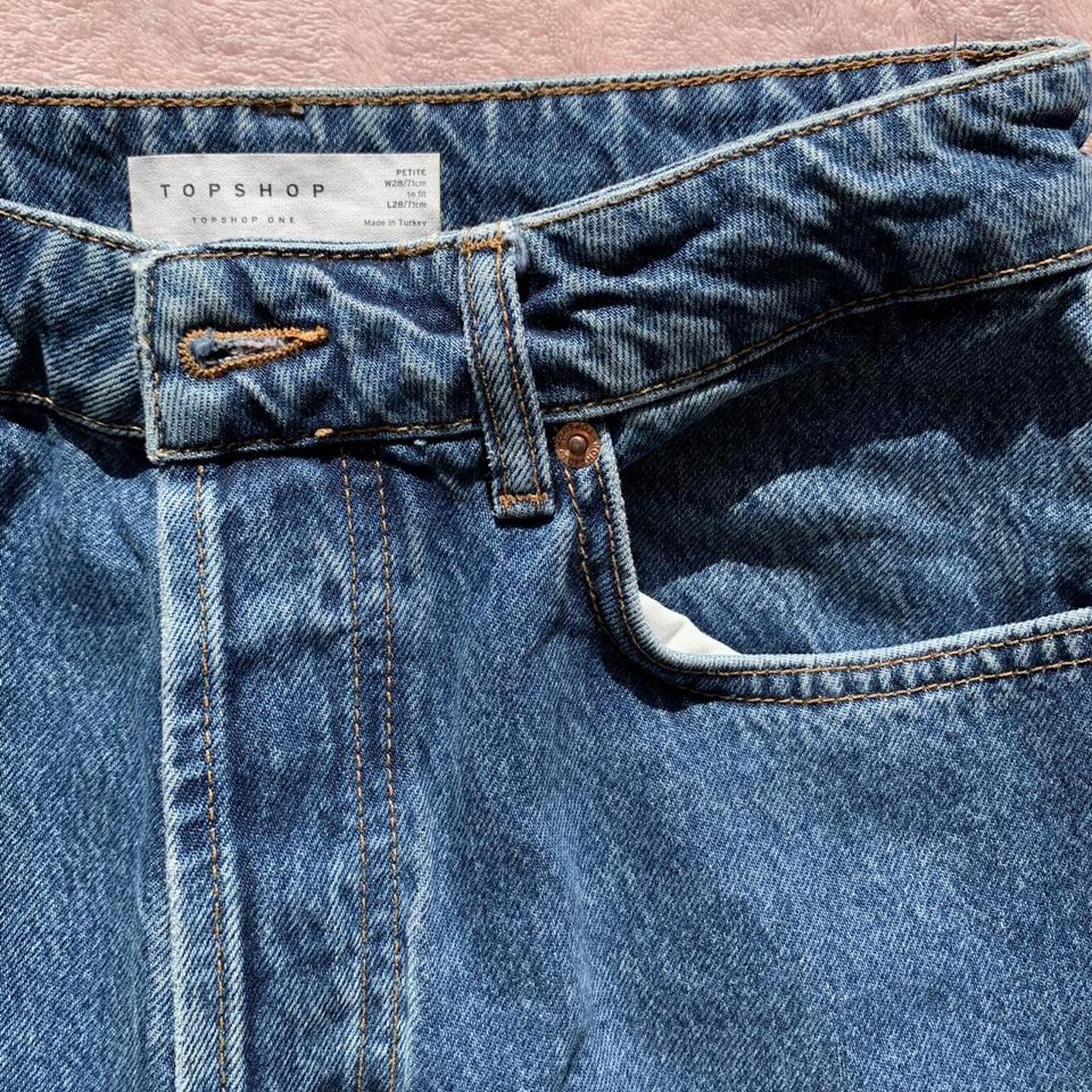 topshop mid blue mom jeans, length 28 inches, waist... - Depop