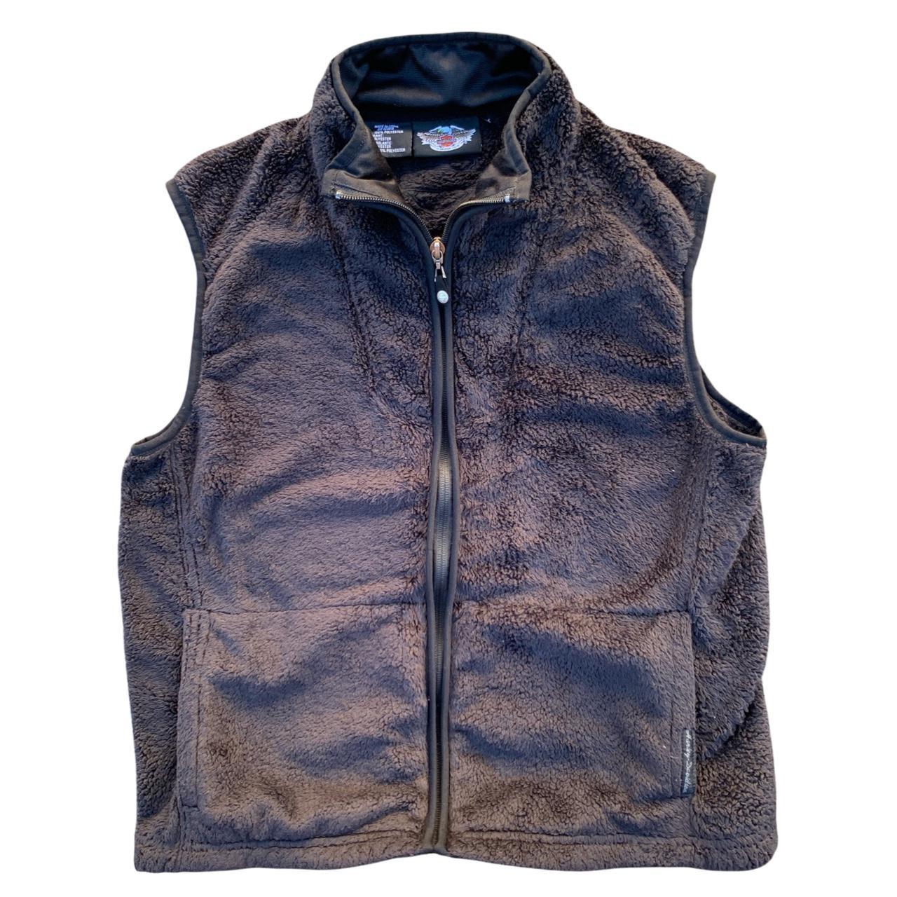 Harley Davidson zip up fuzzy vest Size: Medium (See... - Depop