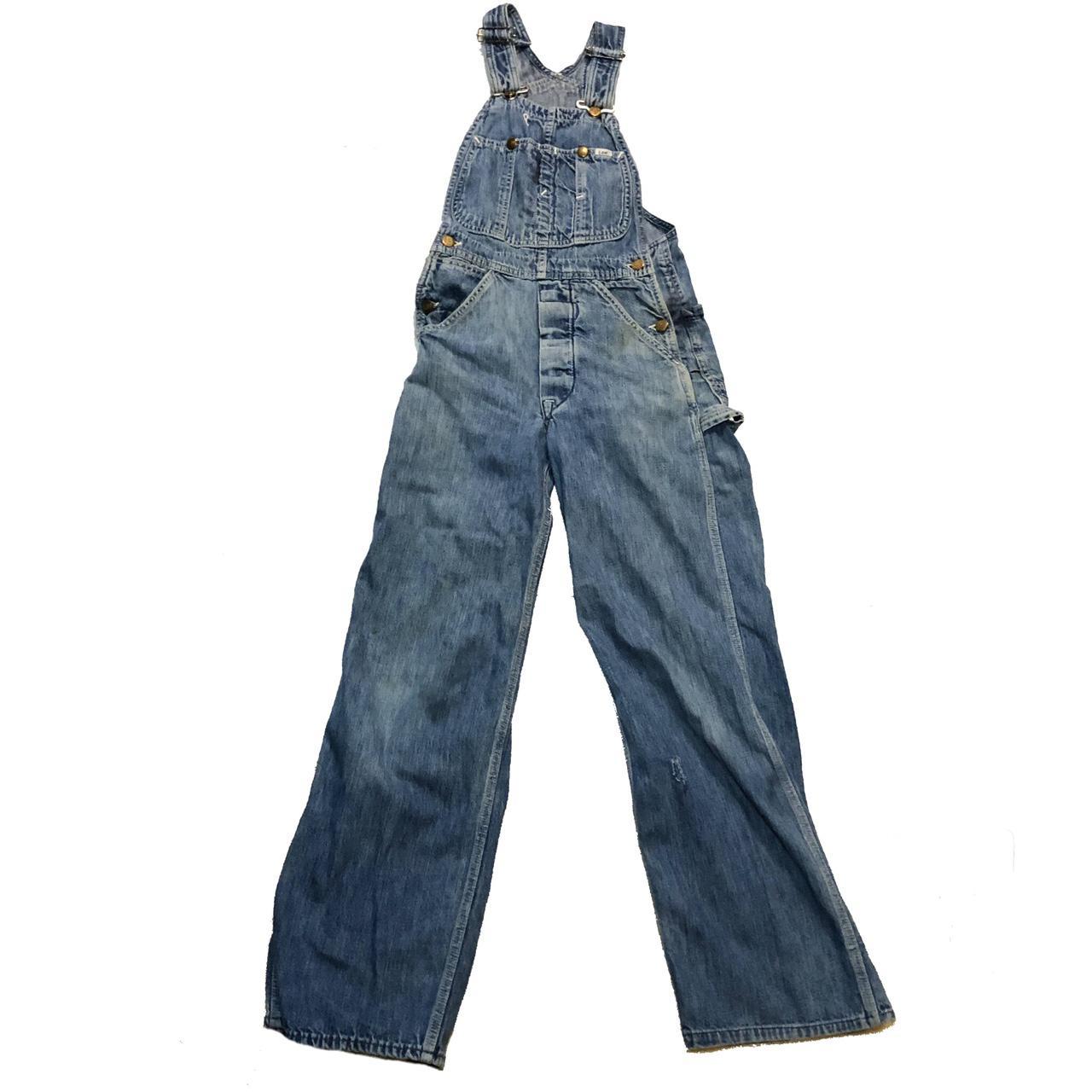 Vintage 70s Lee Denim Bib Overalls Sanforized Union... - Depop