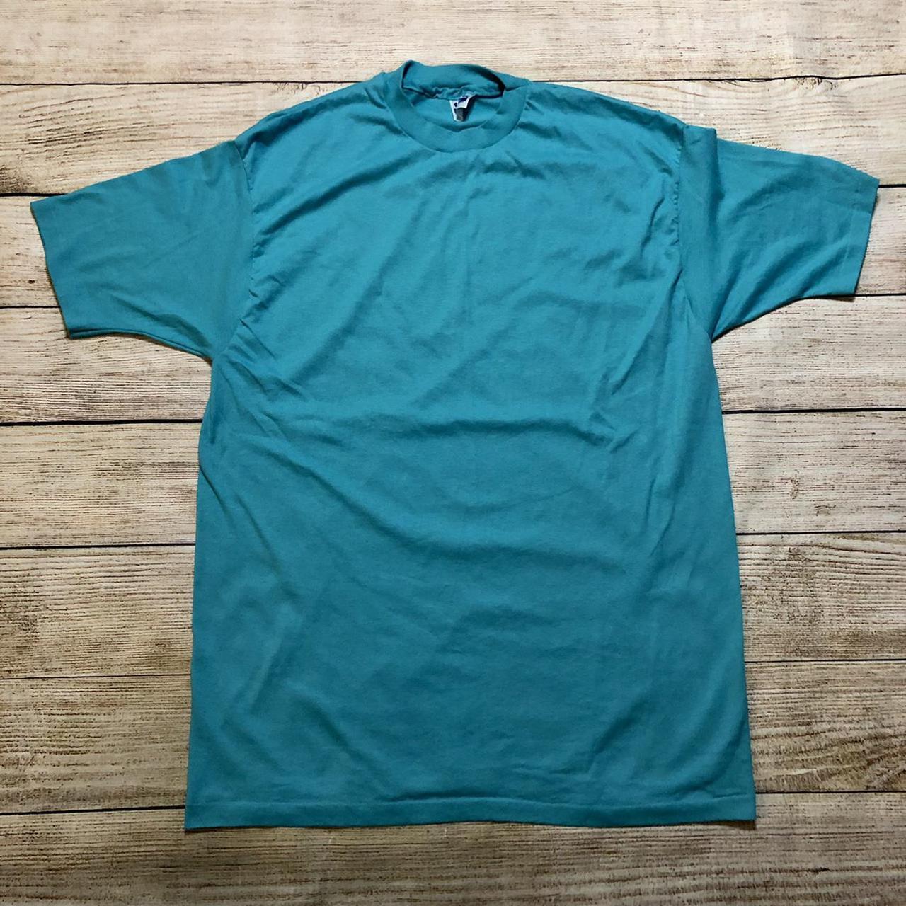 Vintage 80s Hanes Thin T Shirt Mens XL Blue Teal... - Depop
