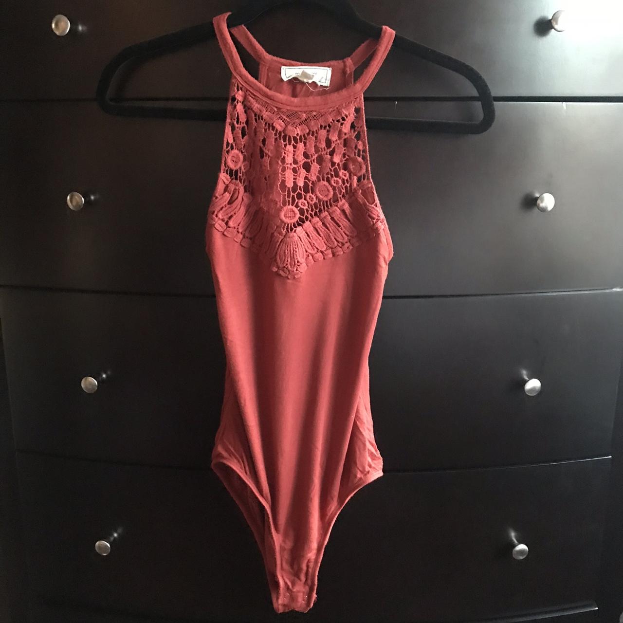 Burnt Orange bodysuit with super cute lace... Depop