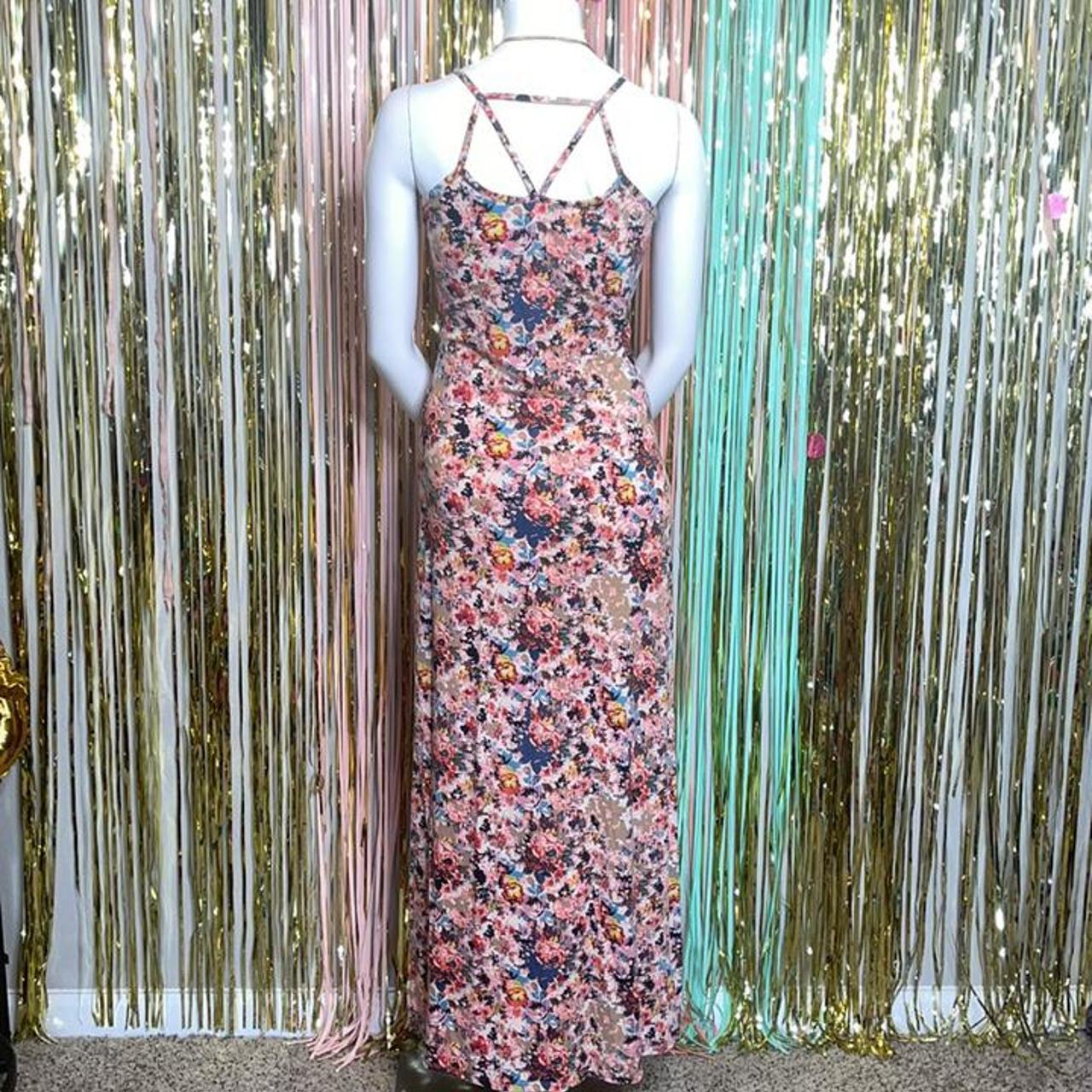 Xhilaration Floral maxi dress with strappy upper... Depop