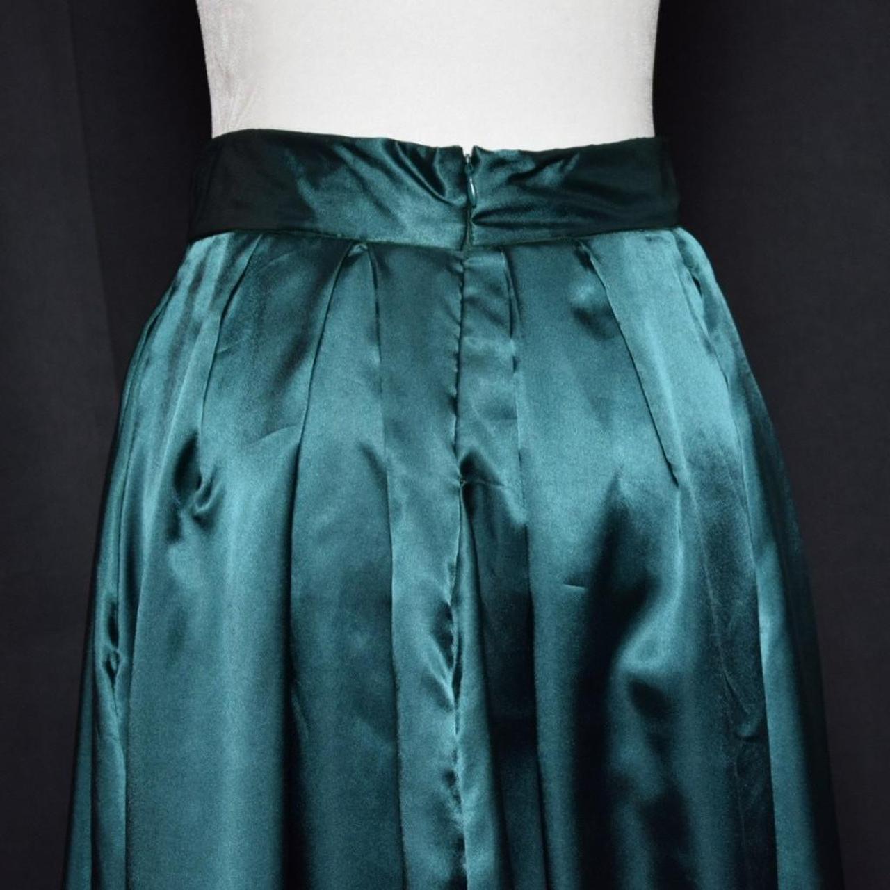 Handmade Forest Green Satin Skirt Full length... - Depop