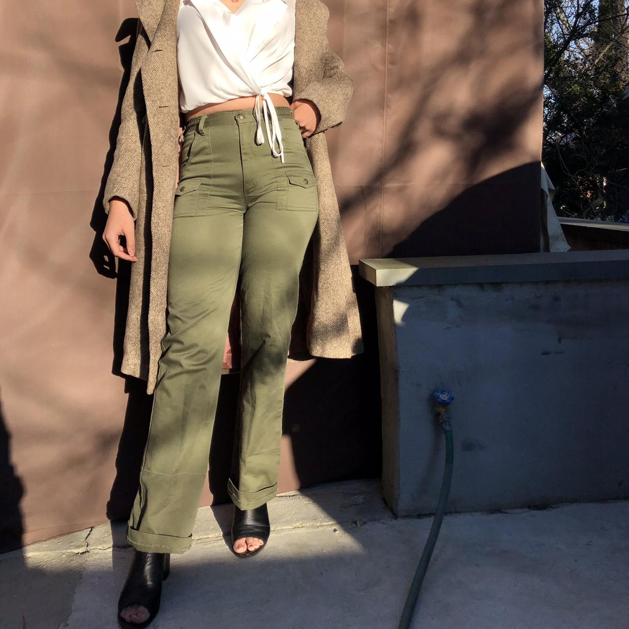 Army/ Olive Green Flared Pants 💚 Would fit waist... Depop