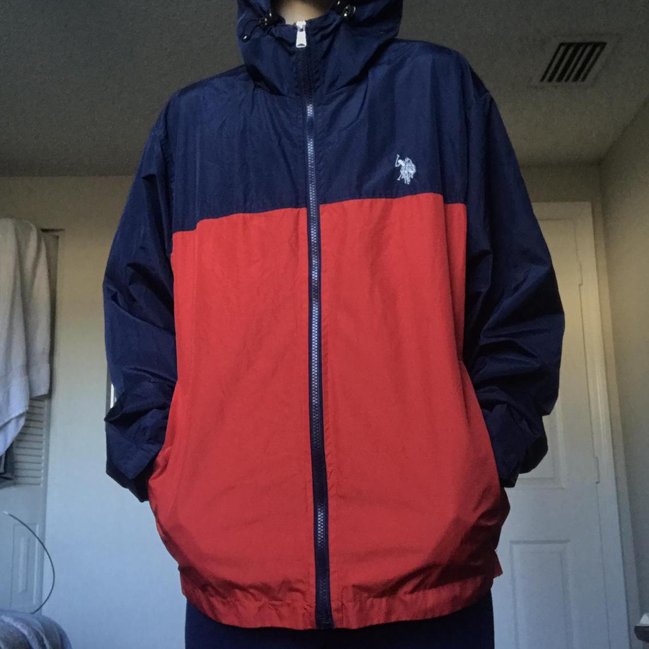 Polo windbreaker red cheap white and blue