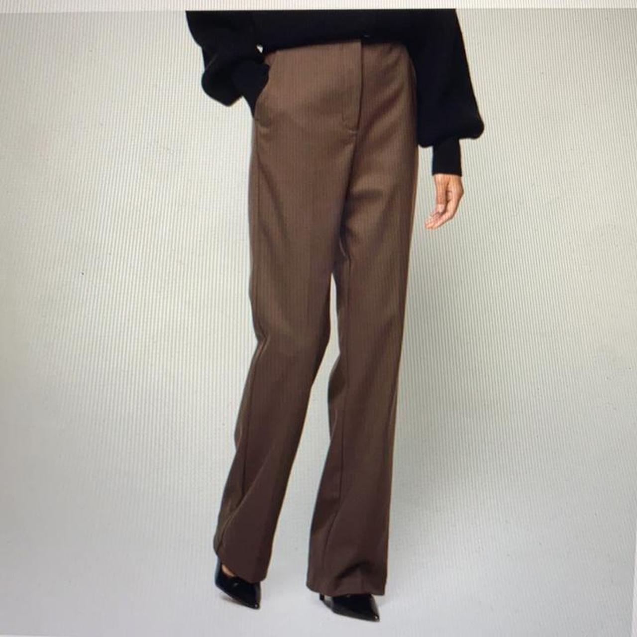 BROWN straight leg trousers, sz 6 but will fit 4-8!... - Depop