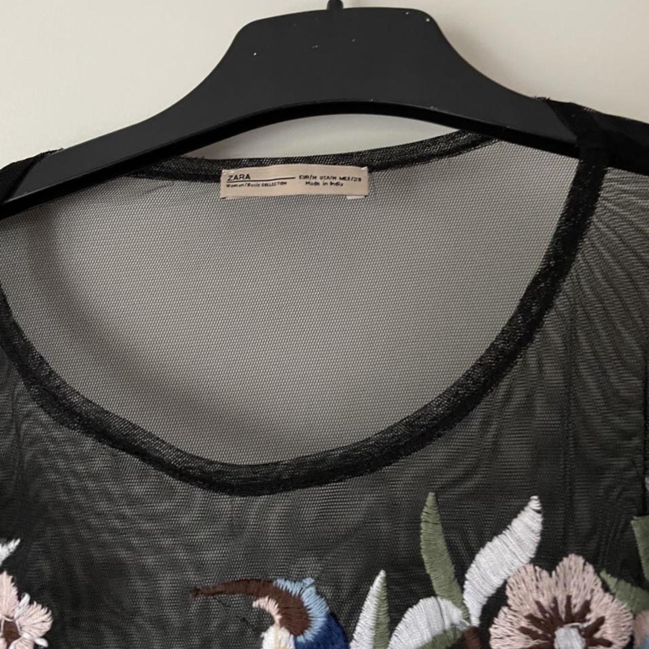 Boho Floral Embroidery Black Mesh Crop Top – SOUISEE