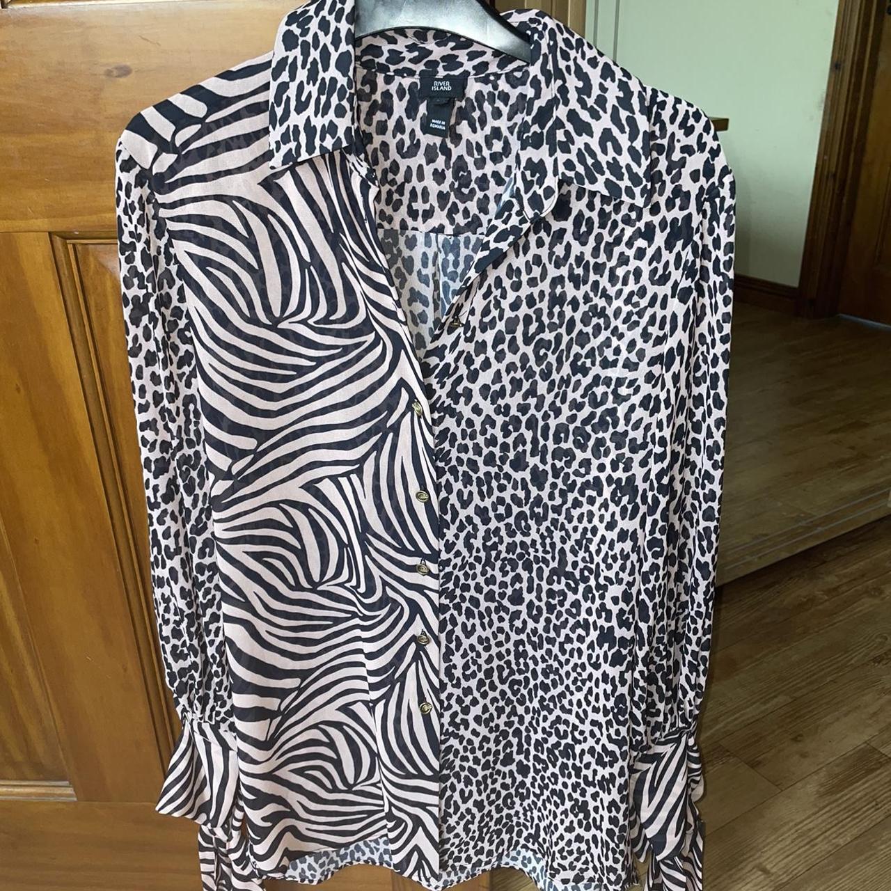 River Island zebra and leopard print button... - Depop