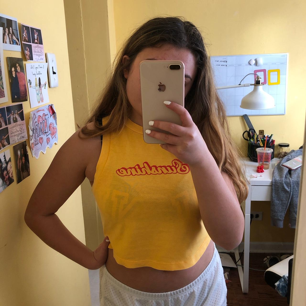 Forever 21 cropped sunshine tank top☀️ ~not see thru... - Depop