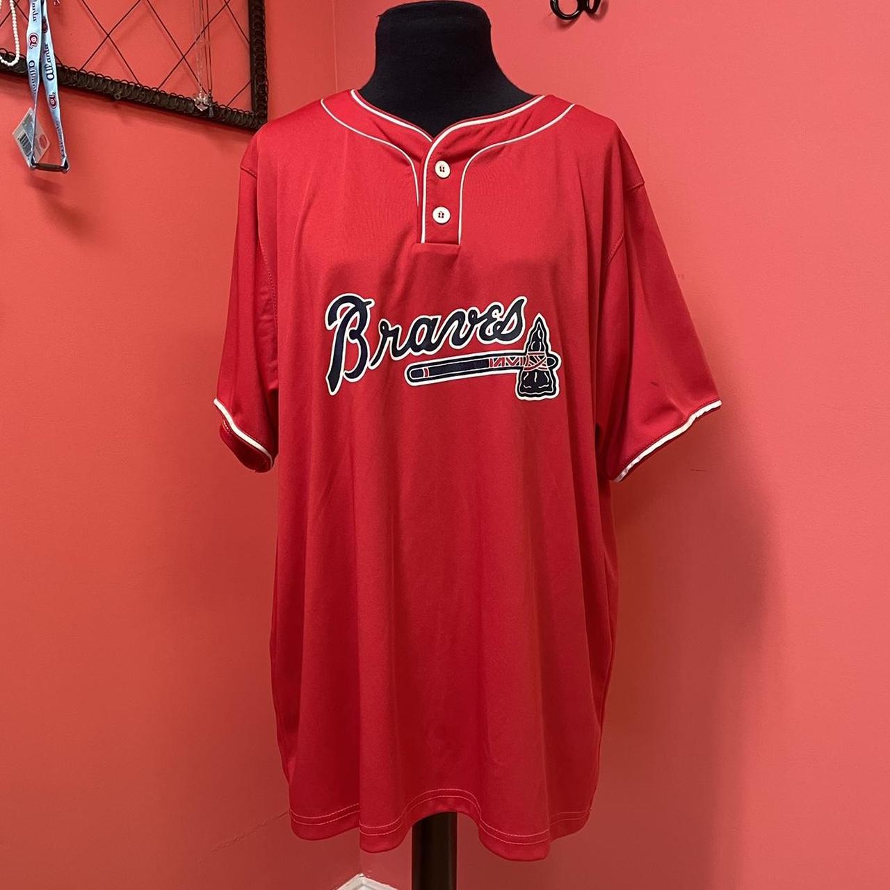 unisex atlanta braves jersey! only flaws are - Depop