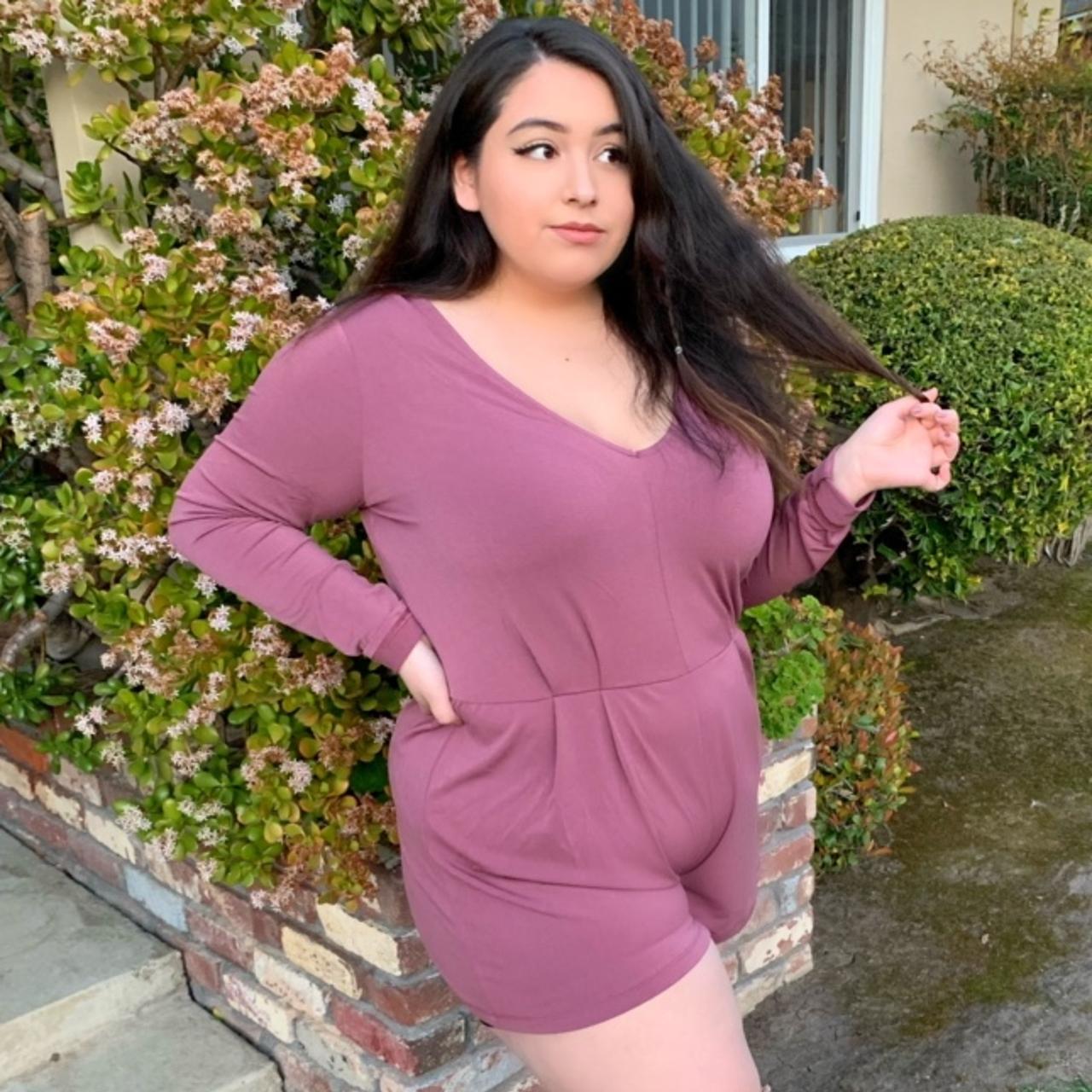 plussizemodel plus size pink romper • comfortable • perfect for... | Depop