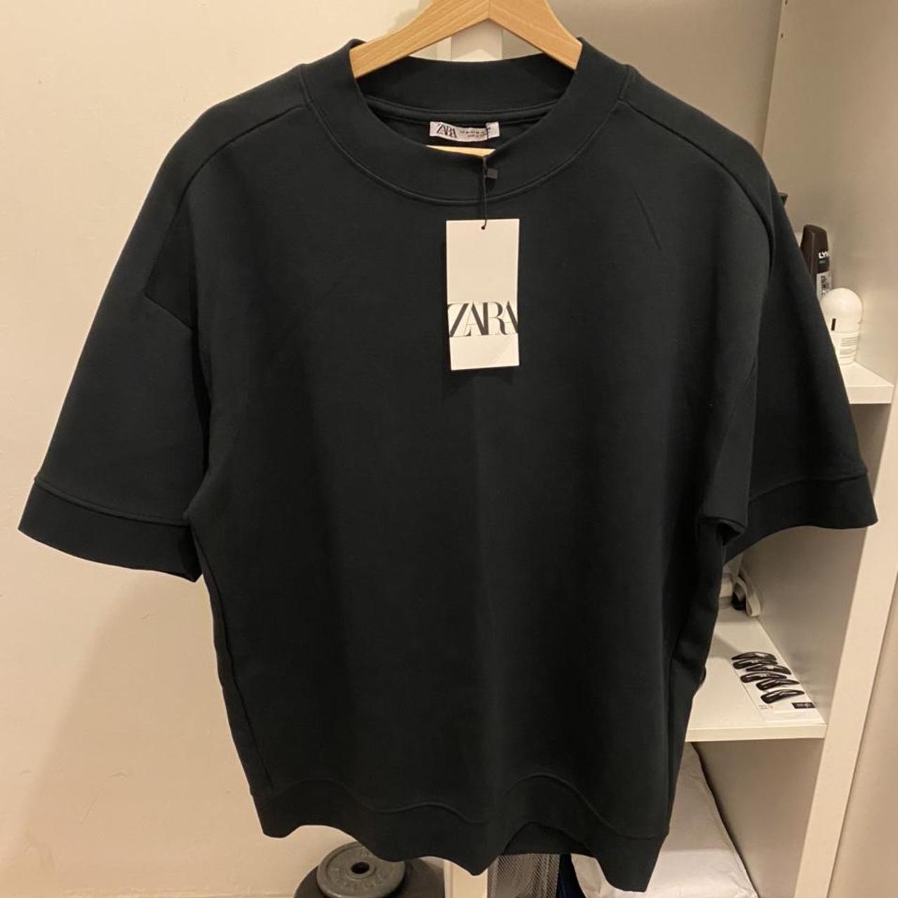 NEW ZARA Dark navy oversized T-shirt, size M - Depop