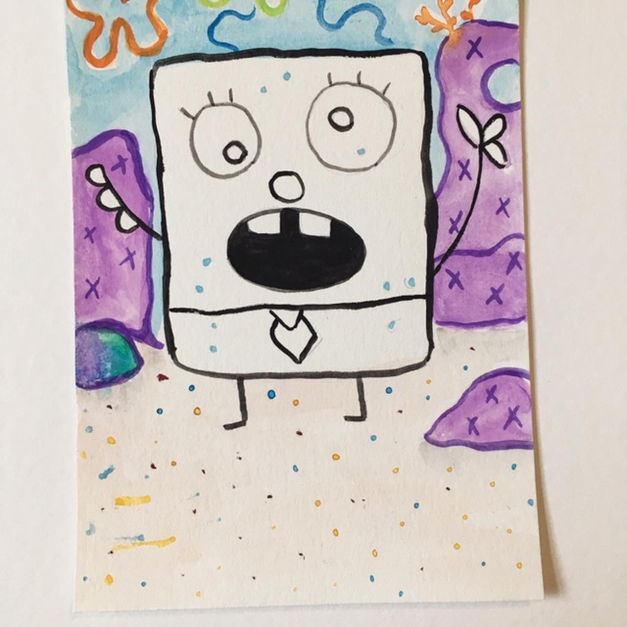 Sad spongebob 5x7 acrylic painting - Depop