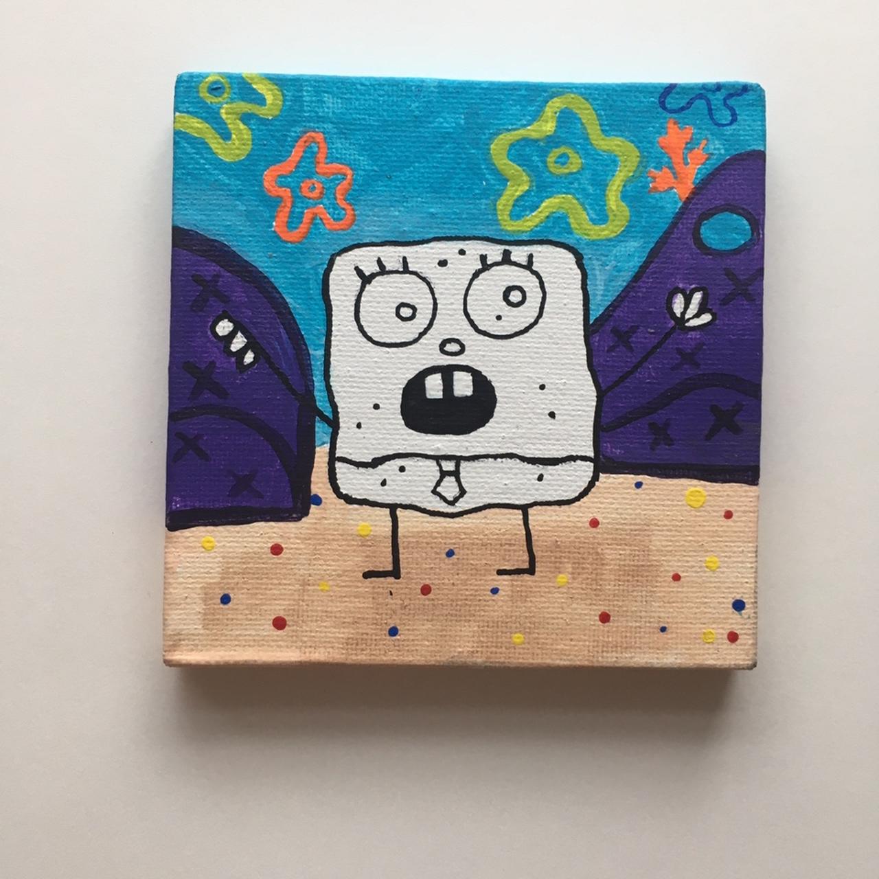 Spongebob Doodlebob hand painted 4X4 mini... - Depop