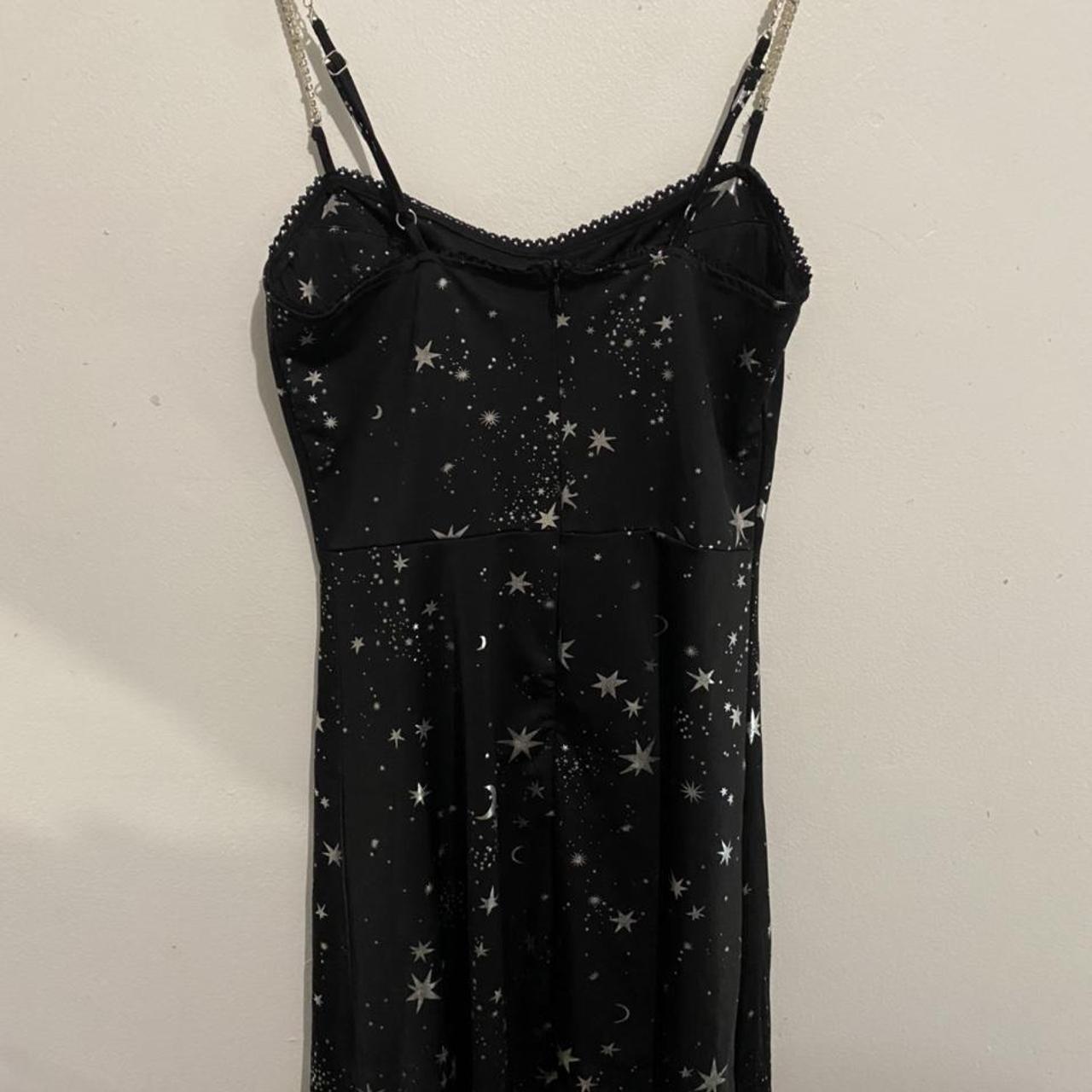 Beautiful black dress with silver stars and moon,... - Depop