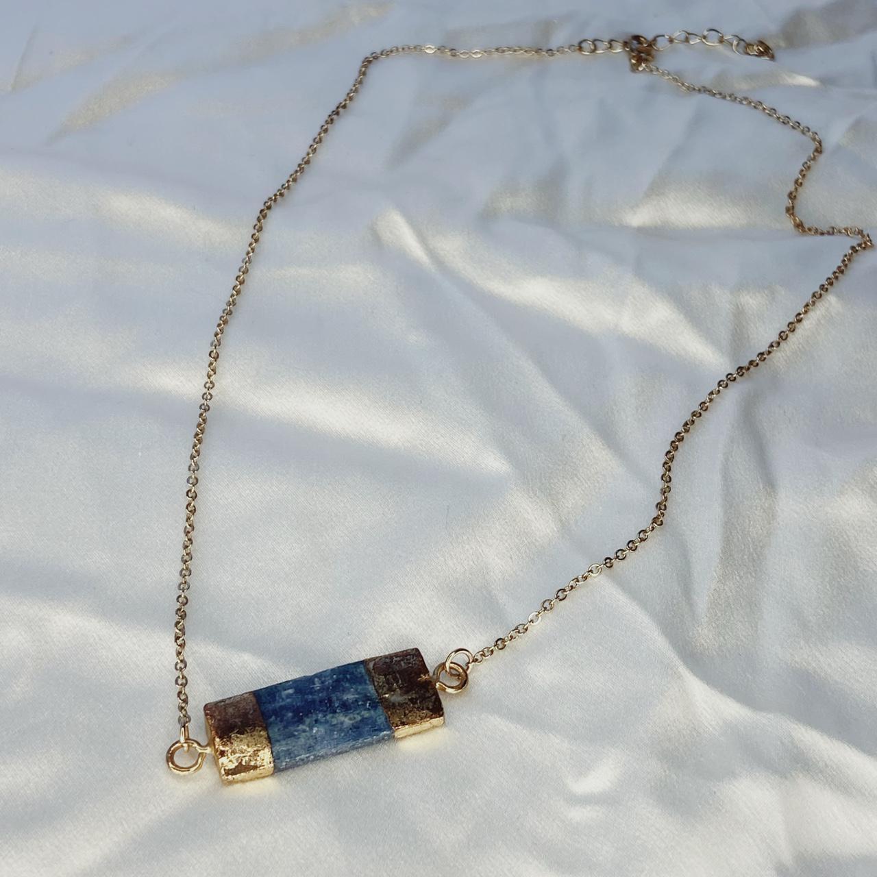 Product Image 1 - Gold chain blue stone pendant