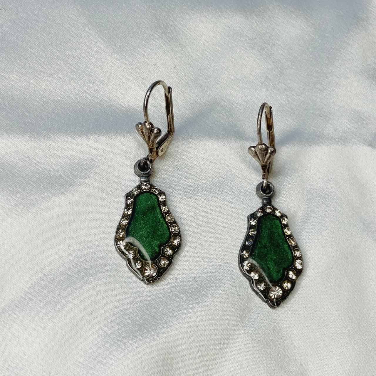 Product Image 1 - Green and silver vintage earrings