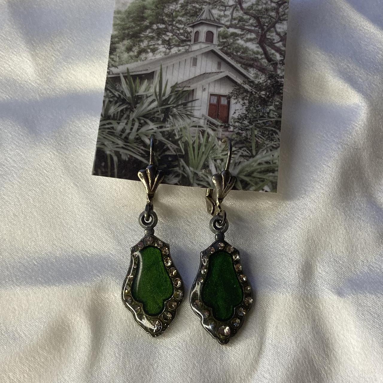 Product Image 3 - Green and silver vintage earrings