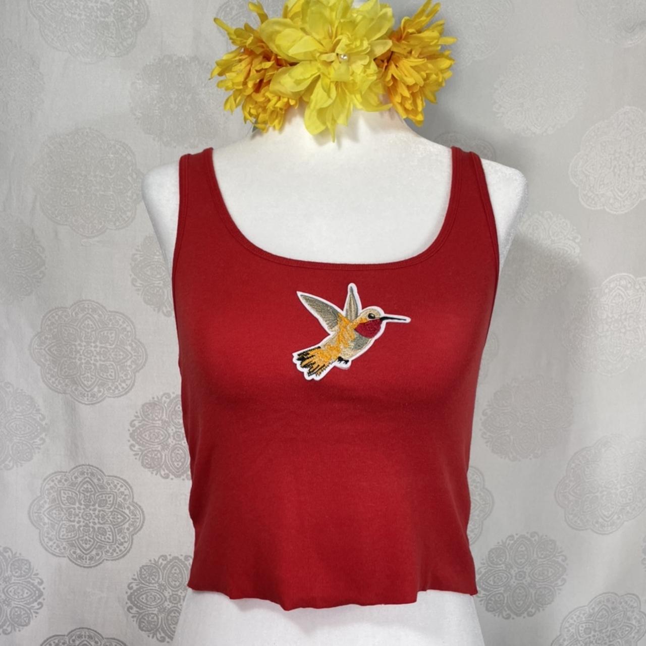 American Vintage Women's Red and Yellow Croptop Depop