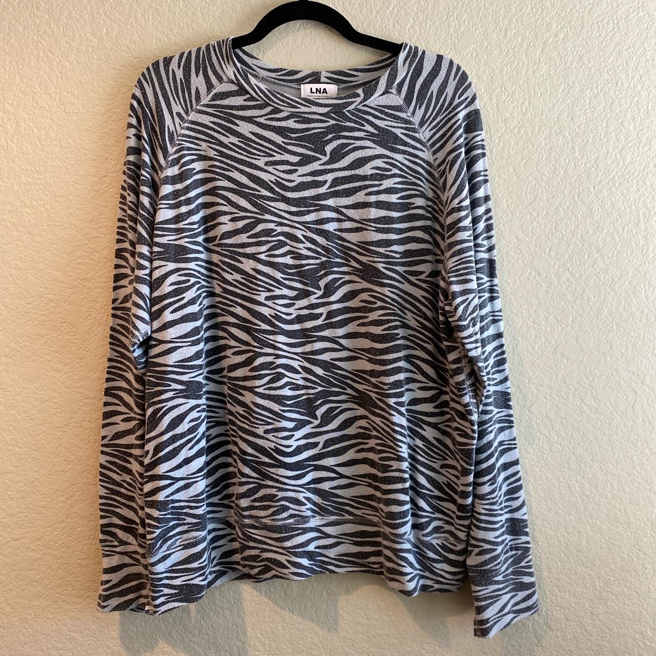 LNA Brushed Ribbed Zebra Crew Sweatshirt Super... - Depop