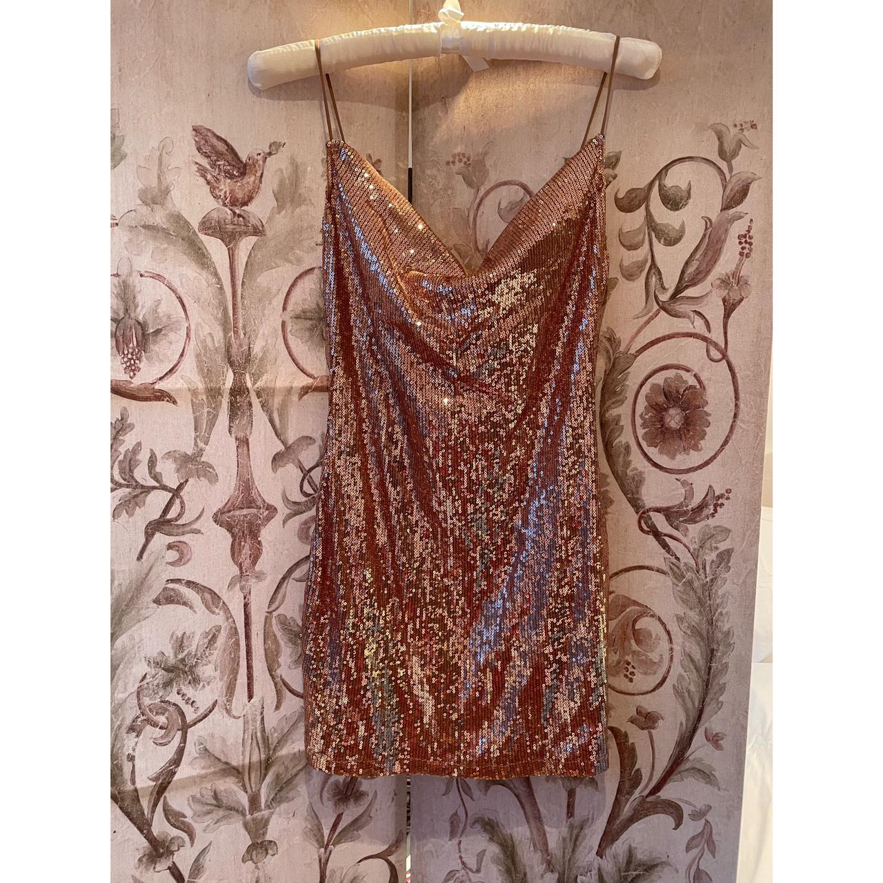 Boohoo Women's Gold Dress Depop