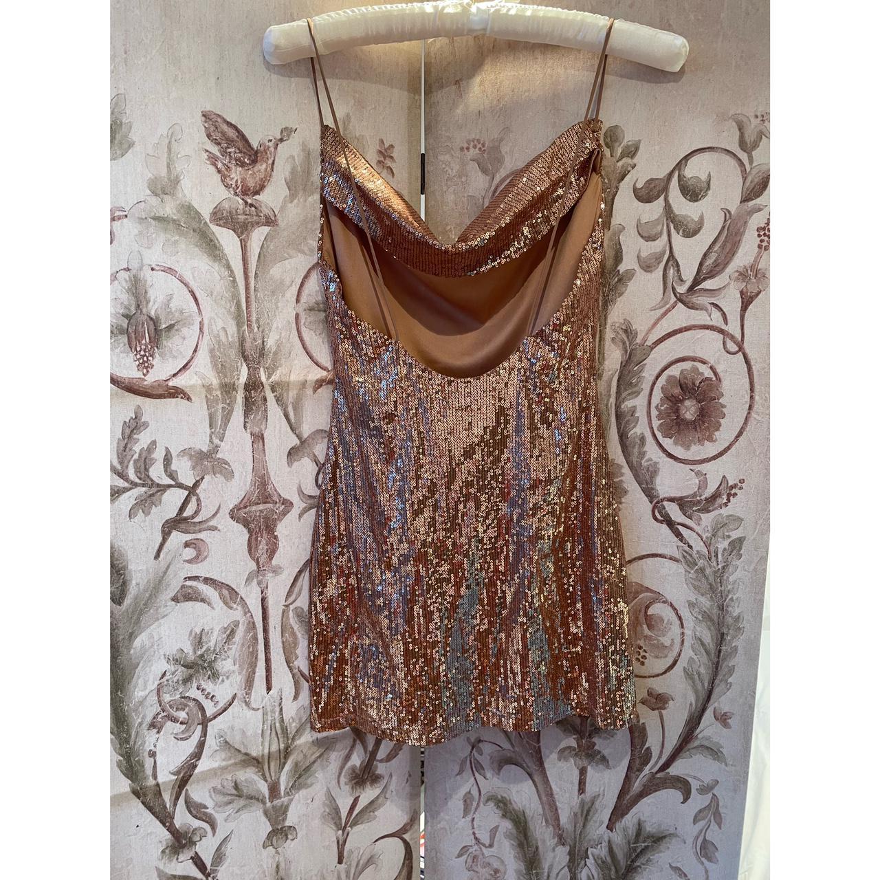 Boohoo Women's Gold Dress Depop