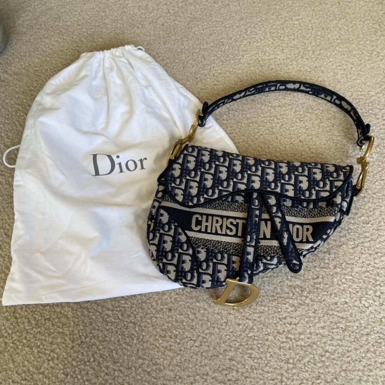 Blue saddle original dior oblique embroidered canvas bag sale