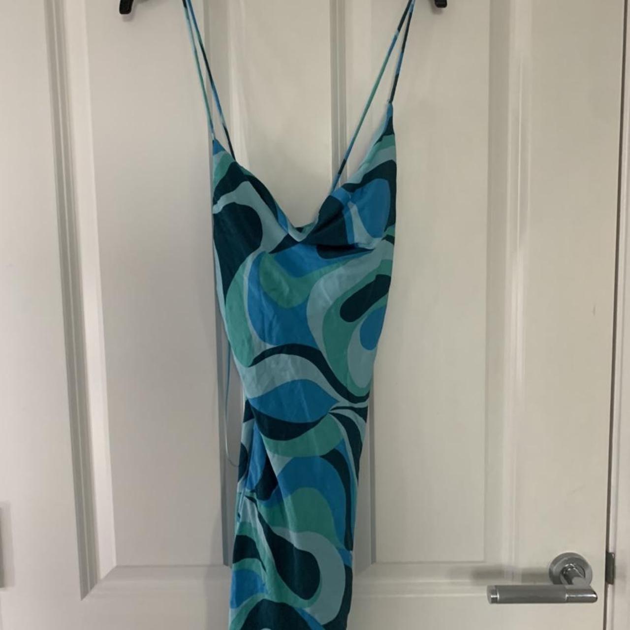 Blue Zara dress such a pretty dress Size- xs worn... - Depop