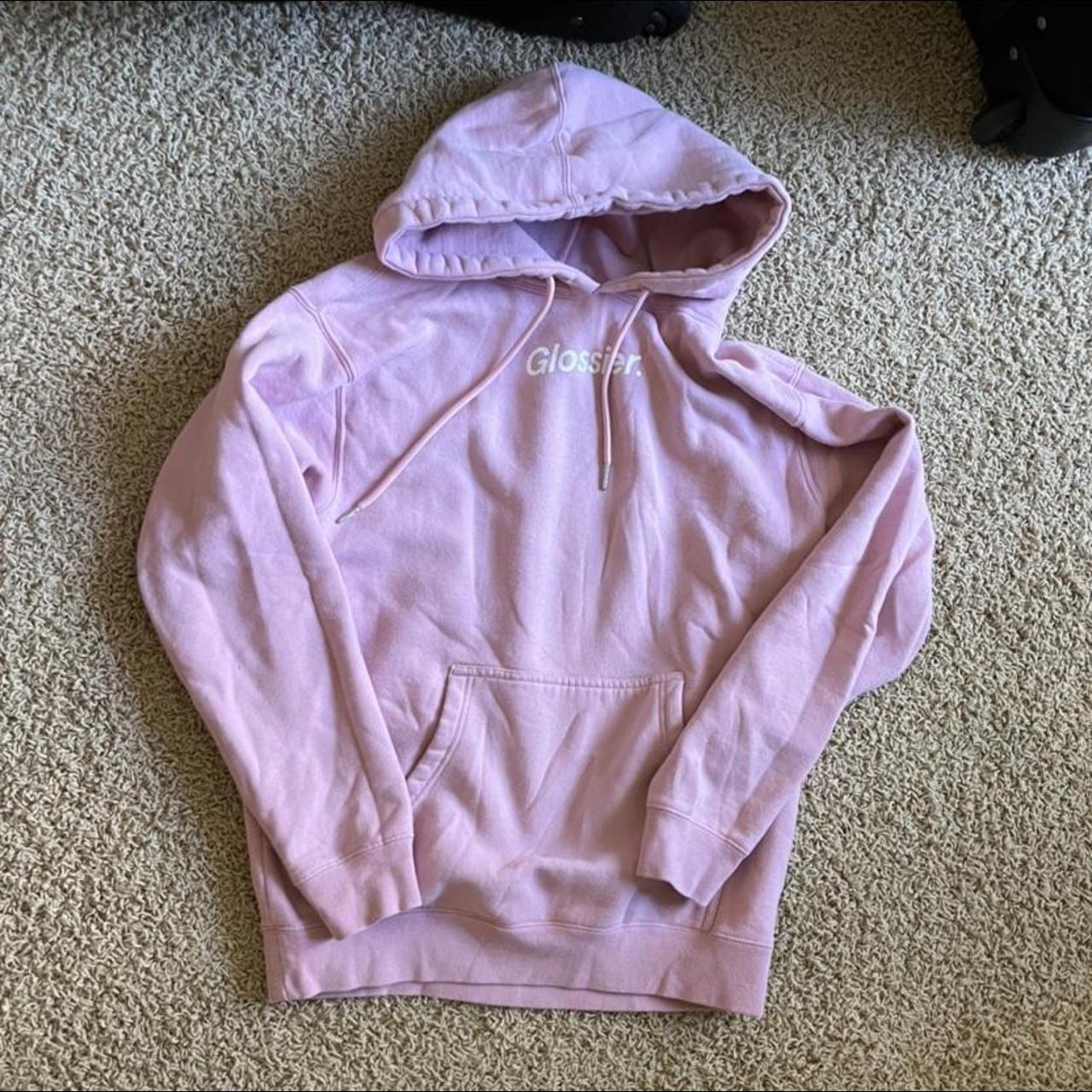Iconic Pink Glossier Hoodie ~Size Small but fits... - Depop