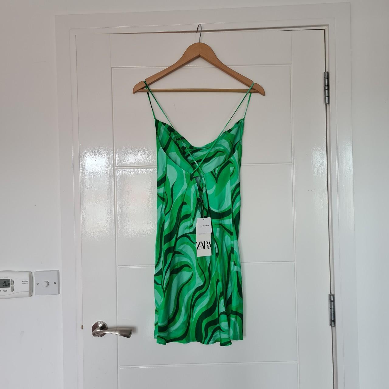 zara flowing mini dress green