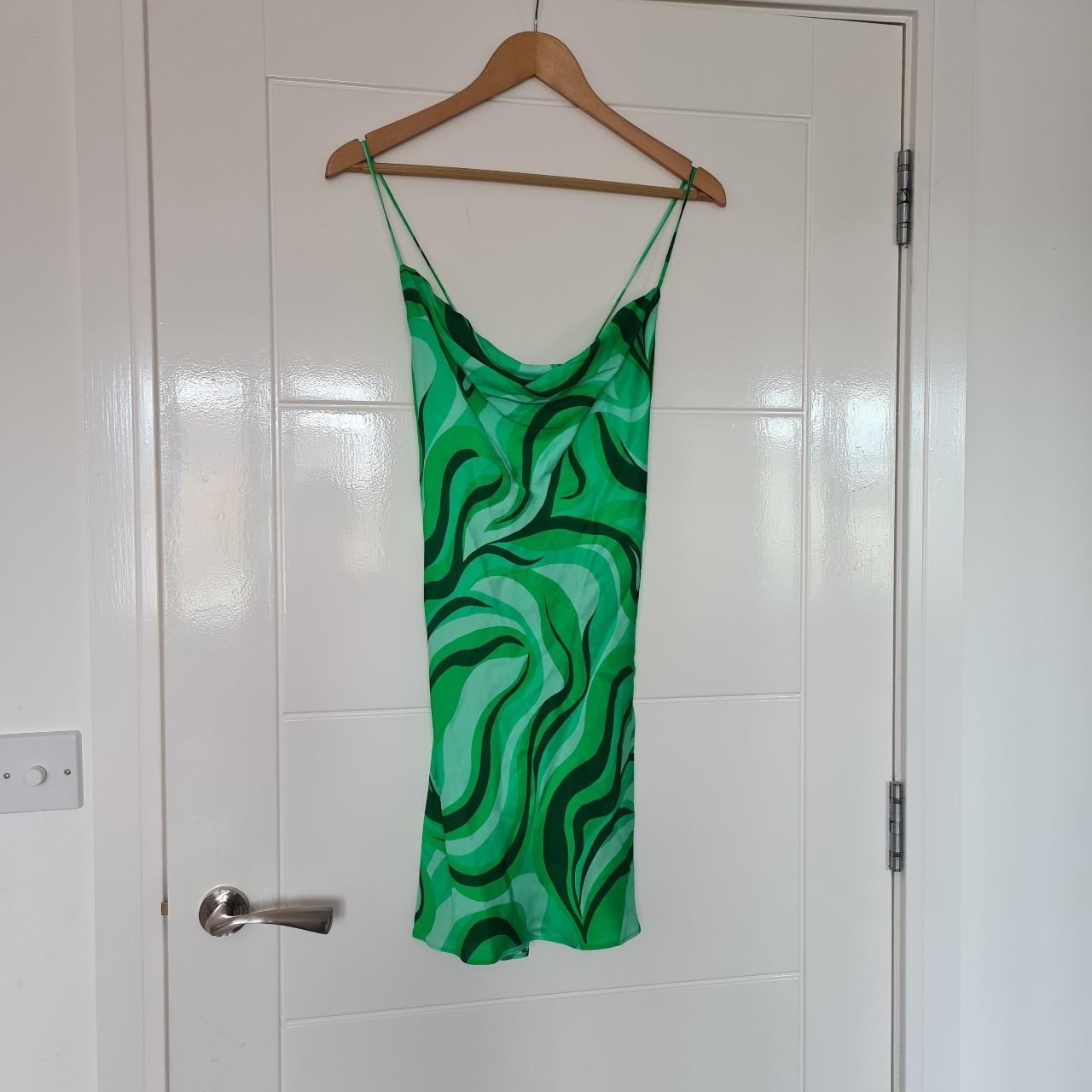 flowing mini dress zara green